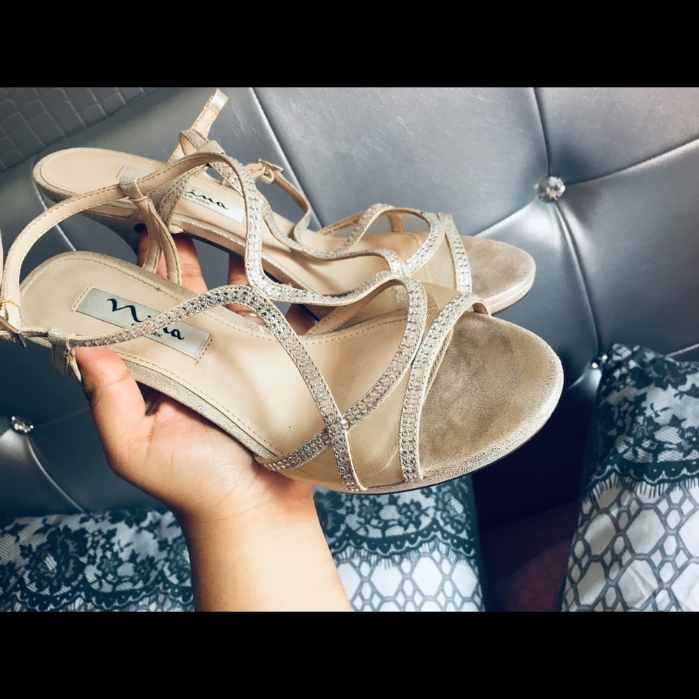 Gold sparkle heels